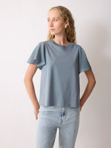 Gauze Sleeve Jersey Top | Blue