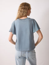 Gauze Sleeve Jersey Top | Blue
