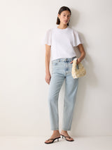 Gauze Sleeve Jersey Top | White