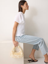 Gauze Sleeve Jersey Top | White