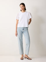 Gauze Sleeve Jersey Top | White