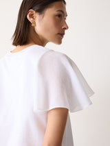 Gauze Sleeve Jersey Top | White