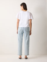 Gauze Sleeve Jersey Top | White