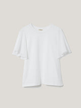 Gauze Sleeve Jersey Top | White