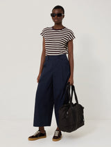 Cotton Slub Stripe Cap Sleeve Top | Oxblood