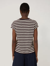 Cotton Slub Stripe Cap Sleeve Top | Oxblood