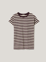 Cotton Slub Stripe Cap Sleeve Top | Oxblood