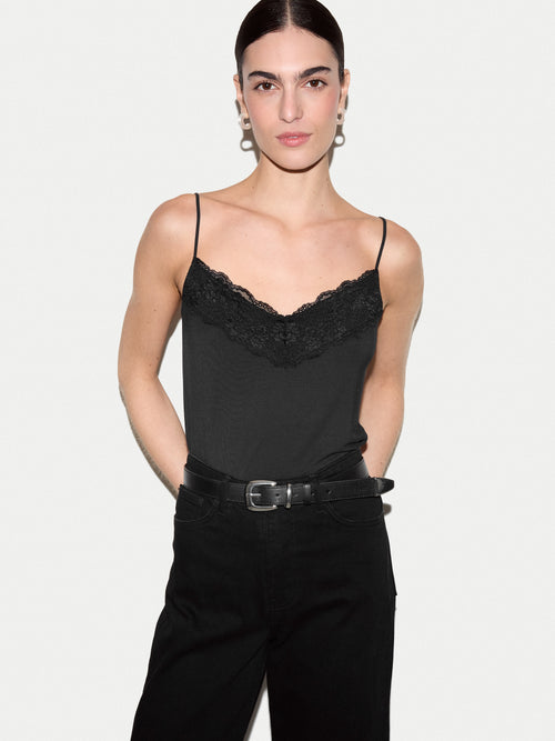 Modal Lace Vest | Black