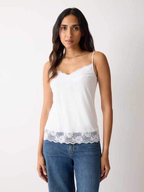 Modal Lace Vest | White