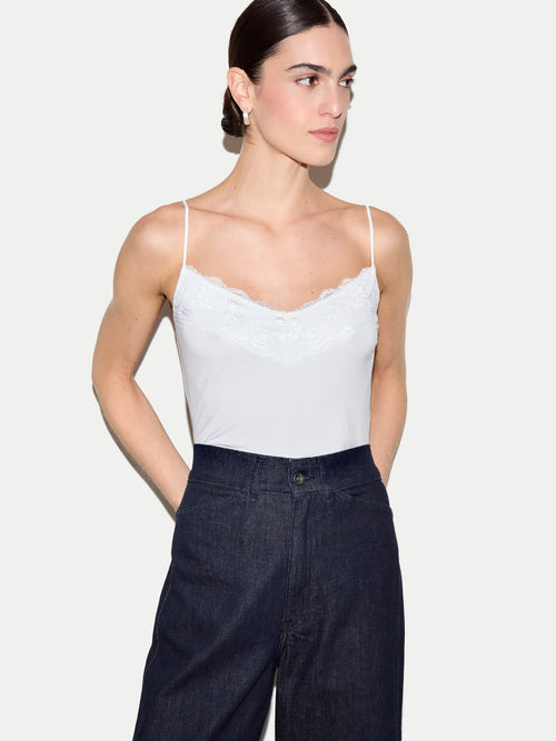 Modal Lace Vest | White