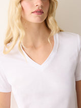 Supima Cotton V Neck T-shirt | White