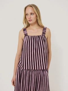 Cotton Slub Stripe Cami | Oxblood