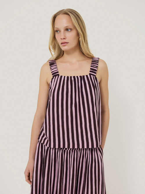 Cotton Slub Stripe Cami | Oxblood