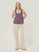 Cotton Slub Stripe Cami | Oxblood
