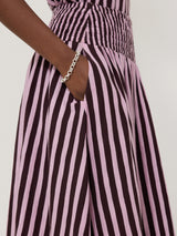 Cotton Slub Stripe Skirt | Oxblood