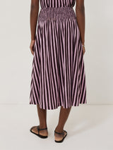 Cotton Slub Stripe Skirt | Oxblood