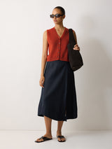 Linen Button Through Tank | Orange