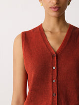 Linen Button Through Tank | Orange