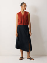 Linen Button Through Tank | Orange