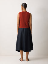 Linen Button Through Tank | Orange