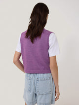 Linen Button Through Tank | Purple