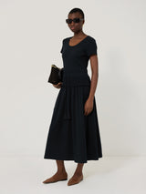 Shirred Waist T-shirt Dress | Navy