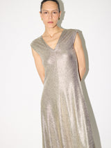 Metallic Jersey Maxi Dress | Gold