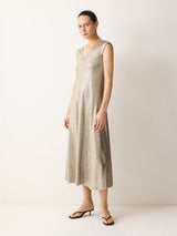 Metallic Jersey Maxi Dress | Gold