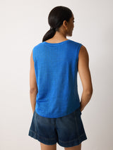 Linen V Neck Tank | Blue