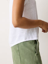 Linen V Neck Tank | White