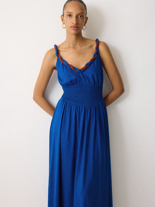 Twist Strap Jersey Dress | Blue
