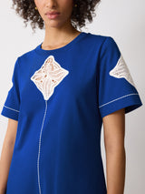 Embroidered Short Tshirt Dress | Blue