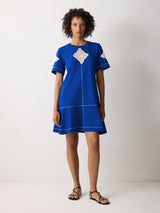 Embroidered Short Tshirt Dress | Blue