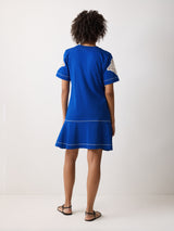 Embroidered Short Tshirt Dress | Blue