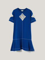 Embroidered Short Tshirt Dress | Blue
