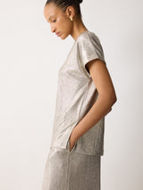 Metallic Cap Sleeve Top | Gold