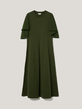 Gauze Sleeve Jersey Dress | Green