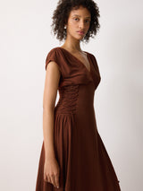 Jersey Lace Up Dress | Brown