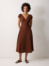 Jersey Lace Up Dress | Brown