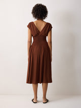 Jersey Lace Up Dress | Brown