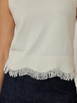 Silk Blend Boucle Fringe Tank | Ivory