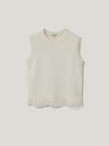 Silk Blend Boucle Fringe Tank | Ivory