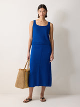 Linen Square Neck Knitted Vest | Blue