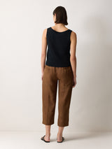 Linen Square Neck Knitted Vest | Navy