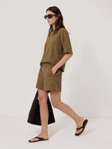 Textured Jersey Shorts | Khaki
