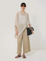 Sheer Linen Blend Poncho | Cream