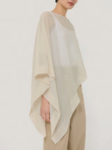 Sheer Linen Blend Poncho | Cream