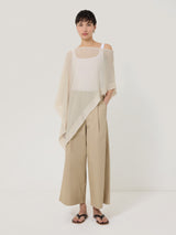 Sheer Linen Blend Poncho | Cream