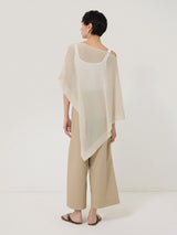 Sheer Linen Blend Poncho | Cream