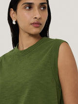 Cotton Slub Tank Top | Green